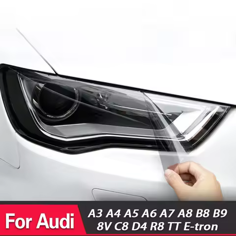 2Pcs Car Headlight Protective Film Smoked Black TPU Sticker For Audi A4 8V A3 B8 B9 A5 A6 C8 A7 A8 D