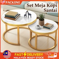 PACKONE 💥2 In 1 Coffee Table Marble Pattern Meja Kopi Set Small Round Table For Living Room 客厅茶几