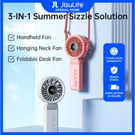 JISULIFE Life7 Portable 5000mAH Handheld Fan  5 Speed Fan Safty Lock Design 19Hours Endurance Batter