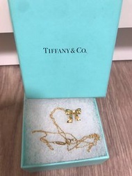 Tiffany&amp;co 蝴蝶結5分鑽石750k項鍊