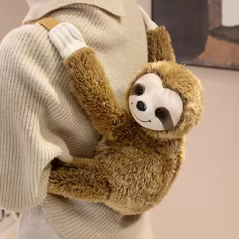 40cm Wild Animal Plush Backpack Stuffed Soft Sloth Lamb Giraffe Double Shoulders Bag Shopping Wallet