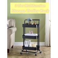rak/3 Tier Multifunction Storage Trolley Rack Office Shelves Home Kitchen Rack With Wheel