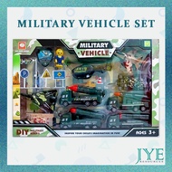JYE DIY Military Army Figure Soldier Truck Lorry Tank Helicopter Jet Vehicles Road Sign Push Pull To