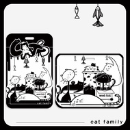 Cat card holder student campus card set ID card protection cover with cat lanyard work badge access 