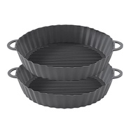 2Pcs Air Fryer Silicone Pot, Round Air Fryer Replacement Basket, Heat Resistant Non-Stick Mats for Oven (8.3 Inch)