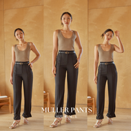 Taupe.brand - Muller Pants "กางเกงขากระบอก มีตีเกล็ดด้านหน้า มีดีไซน์ที่ปลายขากางเกง สามารถผูกได้มีเ