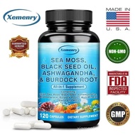 Xemenry | SeaMoss, NigellaSativaSeedOil, Turmeric, Seaweed, Vitamin C and D3 | 120 Capsules 8G7V