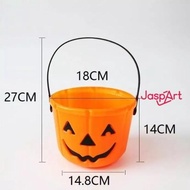 Ready Halloween Bucket Treat Or Trick Pumpkin Bag Halloween Bucket Round Pumpkin Halloween Decoratio
