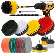 23.545'' Brush Attachment Set Power Scrubber Brush Car Polisher Bathroom Cleaning Kit with Extender Kitchen Cleaning Tools