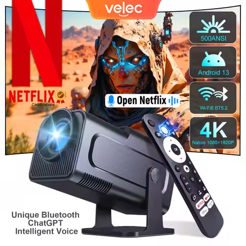 Velec Netflix Certification Projector Android 13 HY320 NTV Amlogic S950D4 1080P 500ANSI Dual WiFi BT