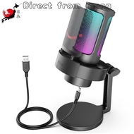 FIFINE Gaming Microphone USB PC Microphone for Streaming Podcast Recording Condenser Desktop Computer Microphone with RGB Conversion Control Touch Mute Headphone Jack Pop Filter Mic Stand RGB Gaming Microphone AmpliGame A8 Black