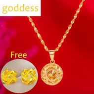 916 Gold pawnable Necklace for Women Birthday Wedding Engagement Gifts Box Chain and Hollow Sphere Pendant Necklace Promise Jewelry Couple Necklace Birthday Present Free Gift Of Ring