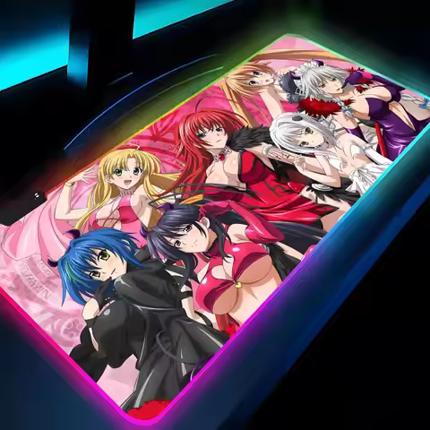 High School DXD Anime Mouse Pad Rgb Xxl Laptop Mat Gaming Mousepad Backlit Keyboard Gamer Girl Table