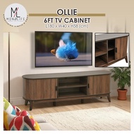 Monolife* TV Cabinet Curve Muji Aesthetic 6ft 5ft 4ft / Rak TV Kabinet (Oak / Brown / Black / White 