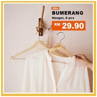 IKEA BUMERANG Penyangkut Baju 8 pcs Kayu Solid Wood Tahan Lasak Hotel Baju Seluar Dress Besar Panjan