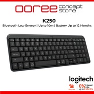 Logitech K250 Wireless Bluetooth Compact Keyboard with Number Pad 7 Degree Tilt Legs 12M Battery Off