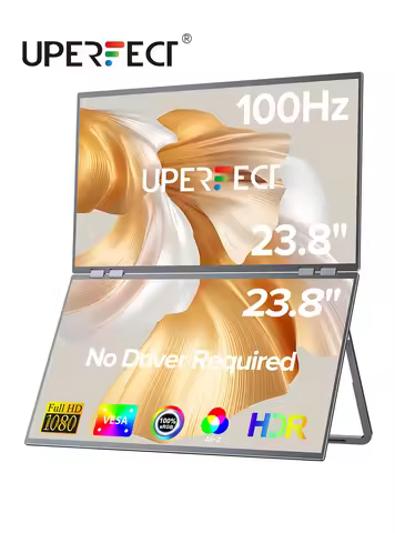 UPERFECT Delta Mega 23.8 Inch 100Hz Dual Screen Stacked Computer Monitor 1080P USB-C HDMI Gaming Lap