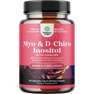 Natures Craft Myo-Inositol & D-Chiro Inositol 60 Capsules - Cycle and Fertility Support - Womens Hor