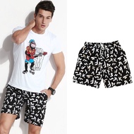 [M-5XL] Men's Fashion Letter Print Beach Shorts Quick Dry Swim Trunks Summer Casual Loose Fit 5/4 Le