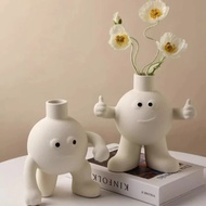Pot bunga vas kaki besar, Nordic lucu keramik penataan bunga