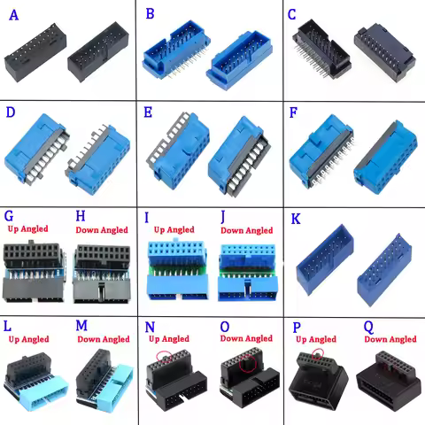 1piece USB 3.0 19Pin 20Pin Male Female Connector 90/180 Degree Motherboard Chassisplugged Plate IDC 