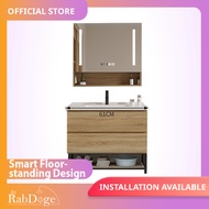 Rabdoge Bathroom Burly Wood Basin Floor Cabinet With Smart LED Mirror Cabinet