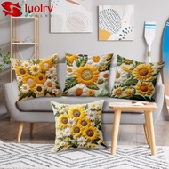 LUOLRV Sunflower Pillowcase, 2D Floral Plush Sofa Cushion , Vintage Square Fluffy Soft 45x45cm Bedro