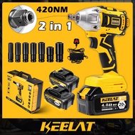 KEELAT Electric Impact Wrench Cordless Brushless Wrench Drill Screwdriver Ratch Wrench Gun Perengkuh