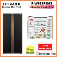 Hitachi R-W635P4MS Big French 4 Door Fridge 510L FREE 1600W VACUUM CLEANER CV-BM16 (worth $129)