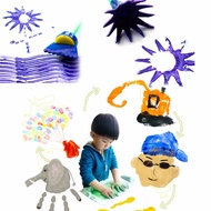 Children's Drawing Graffiti Sponge Brush Children's Early Education Tools 4-piece Rotating Mop