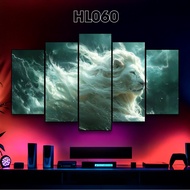 Lion King Painting Set of 5 Mirror Panels, Lion Wall Painting, Lion Painting, Formex 5mm Moisture-Pr