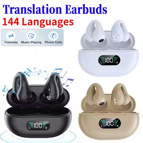 Translation Earbuds 144 Languages Smart AI Translator Earbuds Wireless BT Headset Instant Translator