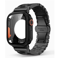 สายนาฬิกาข้อมือสเตนเลส สําหรับ Apple Watch 11 46 มม. 42 มม. เคสกันชนหน้า หลัง PC แบบแข็ง iWatch Seri