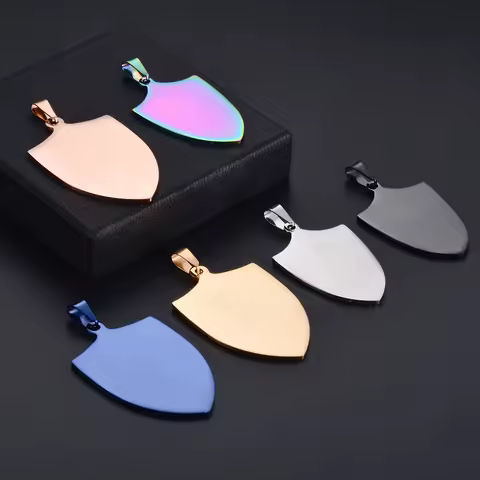 5 Pcs Military Army ID 6 Colors Men Jewelry Stainless Steel Triangle shield Shape Blank Dog Tags Pen
