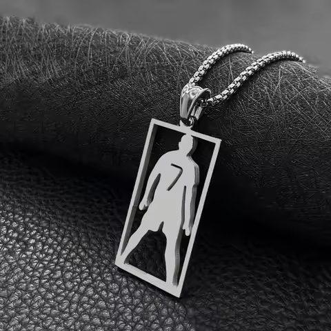 CR7 Cristiano Ronaldo Stainless Steel Necklace Football Soccer Fans Square Pendant Necklace Gift