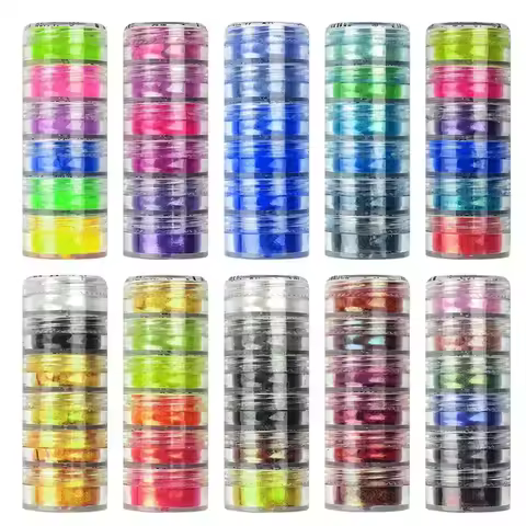 5/6Colors/set Neon Pearlescent Powder Colorful Mica Epoxy Resin Dye Rubbing Powder DIY Bady/Face/Mak