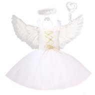 White Angel Heaven Christmas Fancy Dress Up Costume for Girls Cosplay Halloween Party Tutu Dress Pri