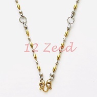 Necklace With 3 Amulets 2 Kings Oval Pattern Alternating Size 3 Mm Laser Gold Work 1 Genuine Stainle