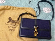 Celine vintage bag  馬車 藍色腋下包