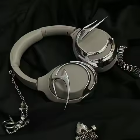 Sony WH-1000XM4 Case Y2K Headphones Case Custom Silver Flame Cover Sony Xm5 Headphone Accessory Deco