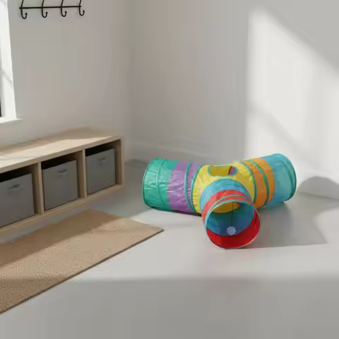 3-Way Feline Tunnel Portable Interactive Feline Tunnel for Indoor