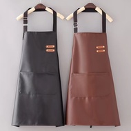 Waterproof apron kitchen apron kitchen PU leather apron household apron adjustable apron
