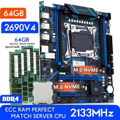 HUANANZHI X99 Motherboard with combo kit set XEON E5 2690 V4 64GB 2133MHz (4*16G) DDR4 REG ECC Memor