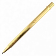 【5積分】成色極佳 ▲CartierMust de Cartier 條紋扭紋原子筆，金色，附筆盒，法國製造，男士