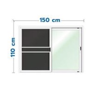 หน้าต่างบานเลื่อน อะลูมิเนียม S-S มุ้ง LYNN XPLUS 150x110 ซม. สีขาว (1280460)