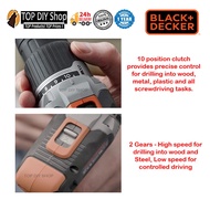 top selling❁BLACK &amp; DECKER BCD003C1-B1 2 Speed Cordless Hammer Drill Driver Cordless Drill Concrete Wood Metal ( BCD003