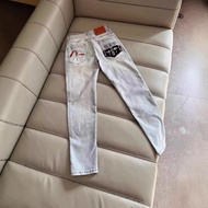 EVISU7022 Jeans Men's Letter Pattern Slim-fit Straight Casual