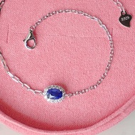 正品藍寶石手鍊，925銀框架，鍍白金