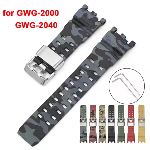 Camouflage Strap for Casio G-SHOCK GWG-2000 GWG-2040 Replacement Resin Rubber Men Army Sport Watch B