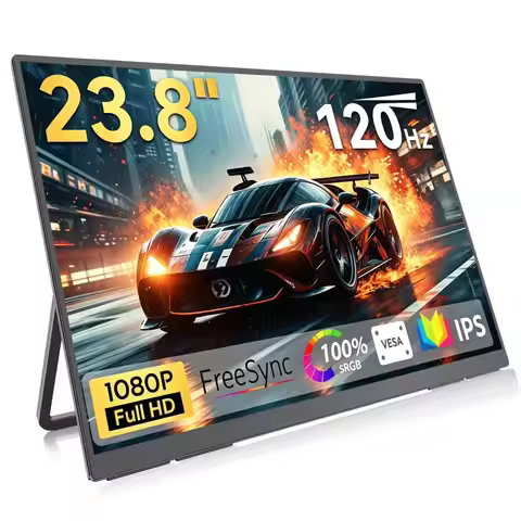 23.8 Inch 120Hz Portable Monitor 1920*1080P FHD IPS 100%sRGB With Type-C Mini HDMI Adjustable Stand 